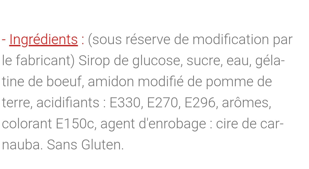 Anneaux cola sucré (100g)H