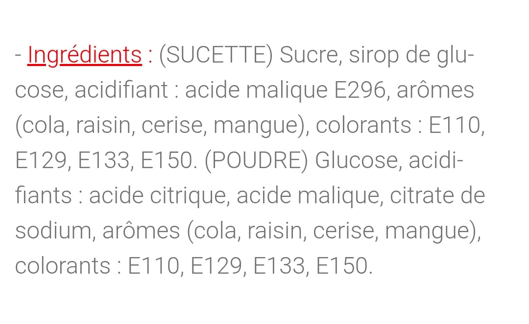Sucette/poudre toilette (à l'unité)